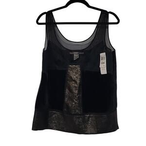 NWT Diane von Furstenberg Emoi Sequin Embellished Velvet Shell Blouse, 10